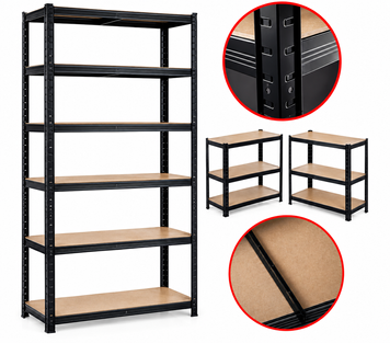 Стелаж металевий&nbsp;PRIMA HOME 6 полиць (220 &times; 90 &times; 40 см) для дому гаража складу магазину, Чорний G1451 фото