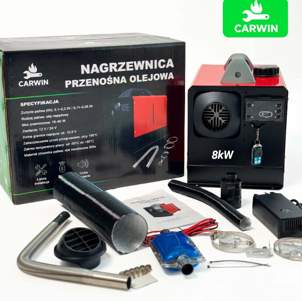 Автономний дизельний обігрівач (Webasto) CARWIN 8 кВт (12В/24В/220В) з LCD-дисплеєм та пультом ДК С800 фото